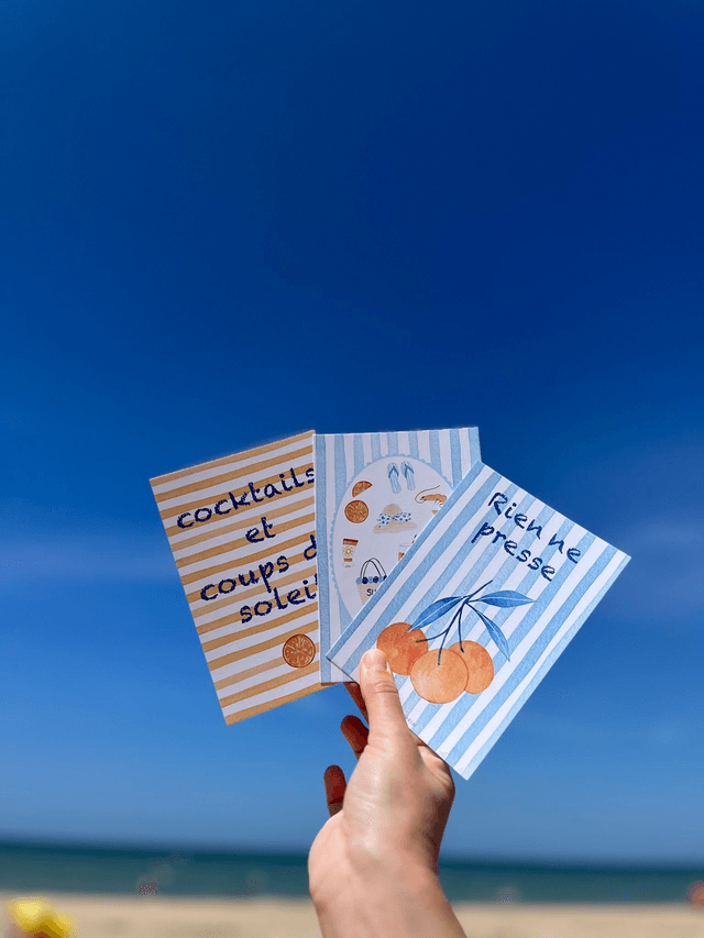 Carte Postale “Cocktails & coups de soleil” - Illustration aquarelle