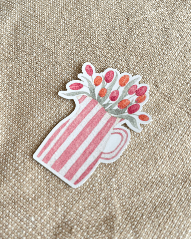 Sticker vase tulipes - Illustration aquarelle