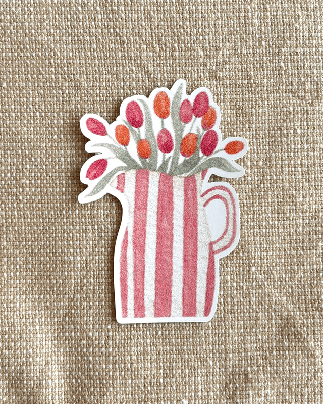 Lot de 4 stickers floraux – Panier fleuri, sceau fleuri, vélo fleuri, vase tulipes