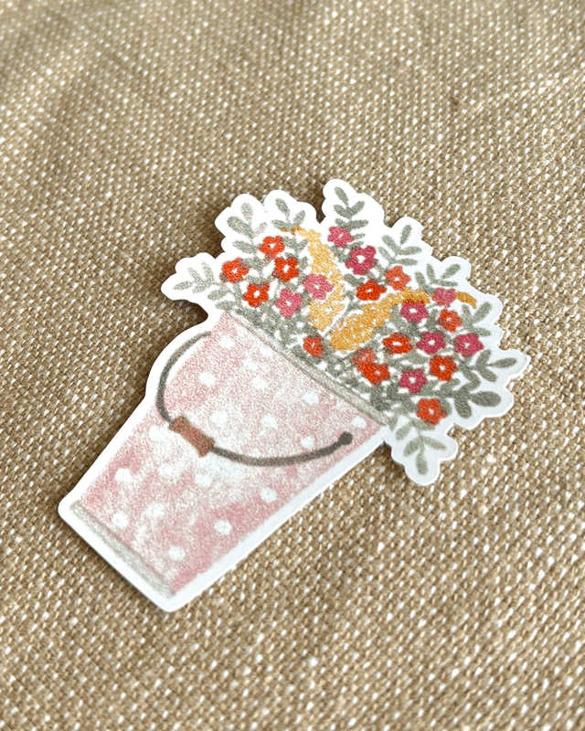 Sticker sceau fleuri - Illustration aquarelle