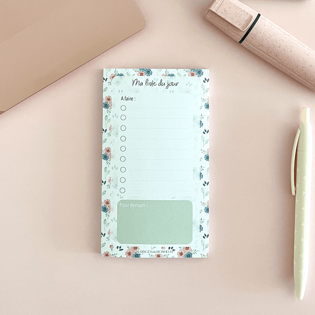 Bloc-notes “Ma liste du jour” – Illustré à l’aquarelle
