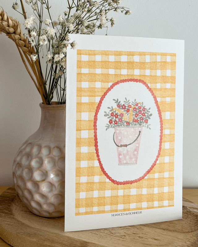 Carte Postale Sceau Fleuri – Illustration aquarelle