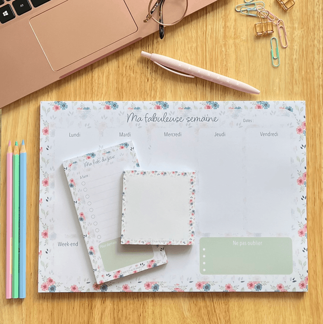 Set Papeterie, 3 blocs-notes – Illustré à l’aquarelle