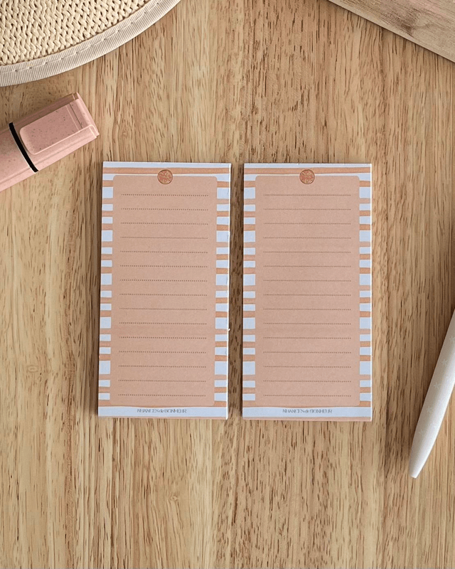 Bloc-notes mini – Rayures oranges à l’aquarelle