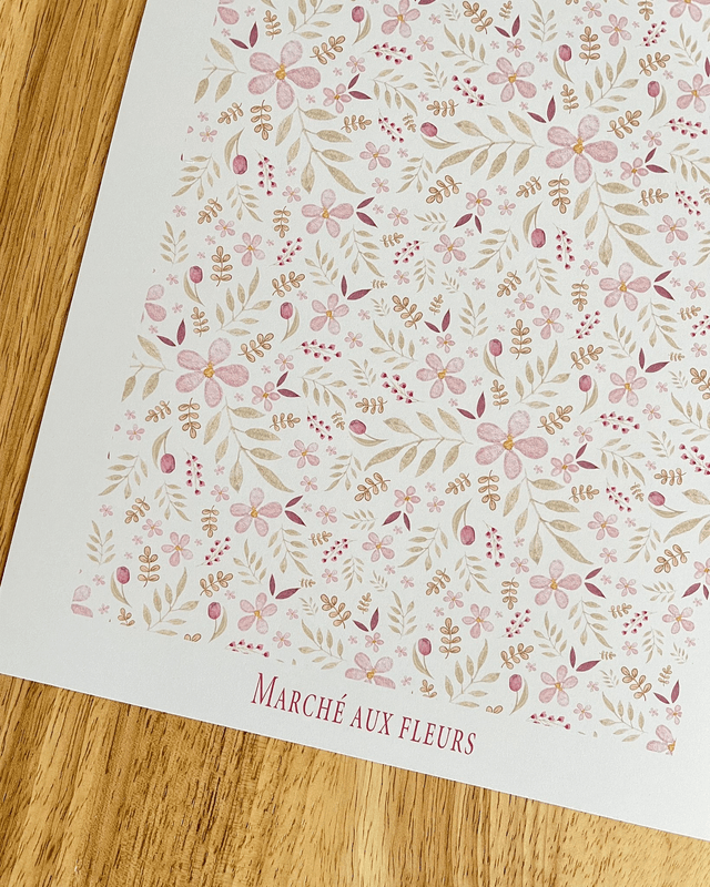 Affiche fleurie – "Marché aux fleurs" à l’aquarelle 