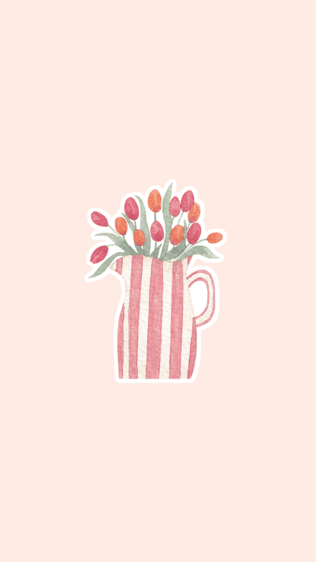Sticker vase tulipes - Illustration aquarelle