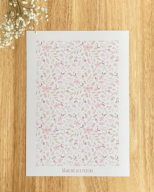 Affiche fleurie – "Marché aux fleurs" à l’aquarelle 