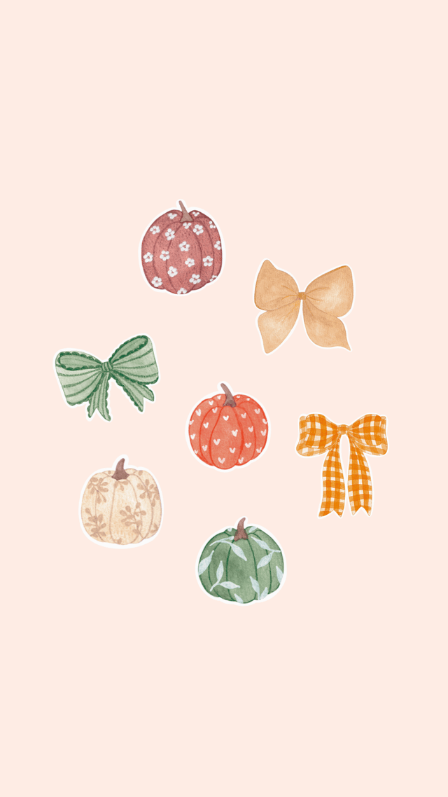 Lot de 7 stickers automne – Citrouilles &amp; Petits noeuds