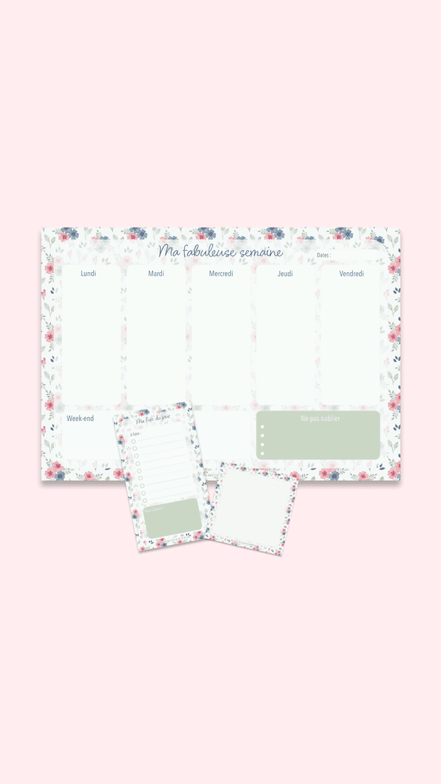 Set Papeterie, 3 blocs-notes – Illustré à l’aquarelle