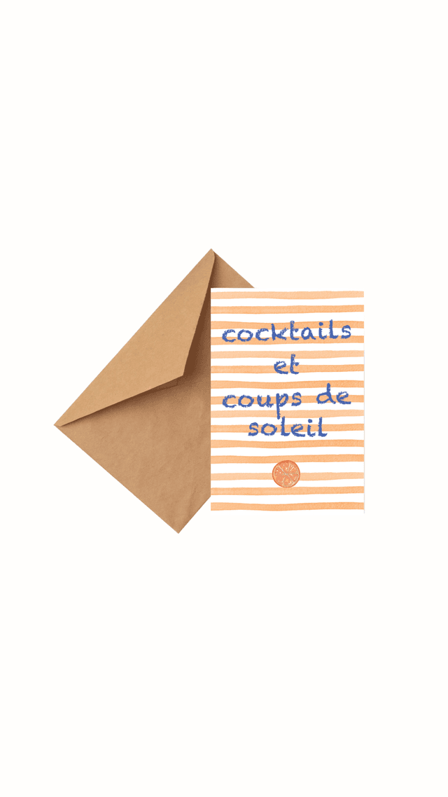 Carte Postale “Cocktails &amp; coups de soleil” - Illustration aquarelle