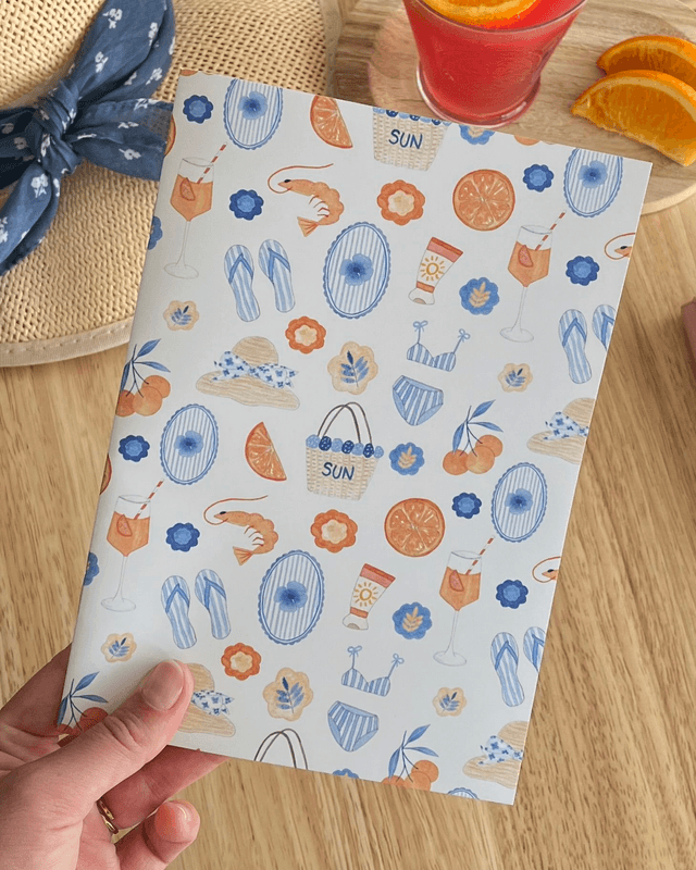 Carnet de notes à motifs estivaux – Illustration aquarelle